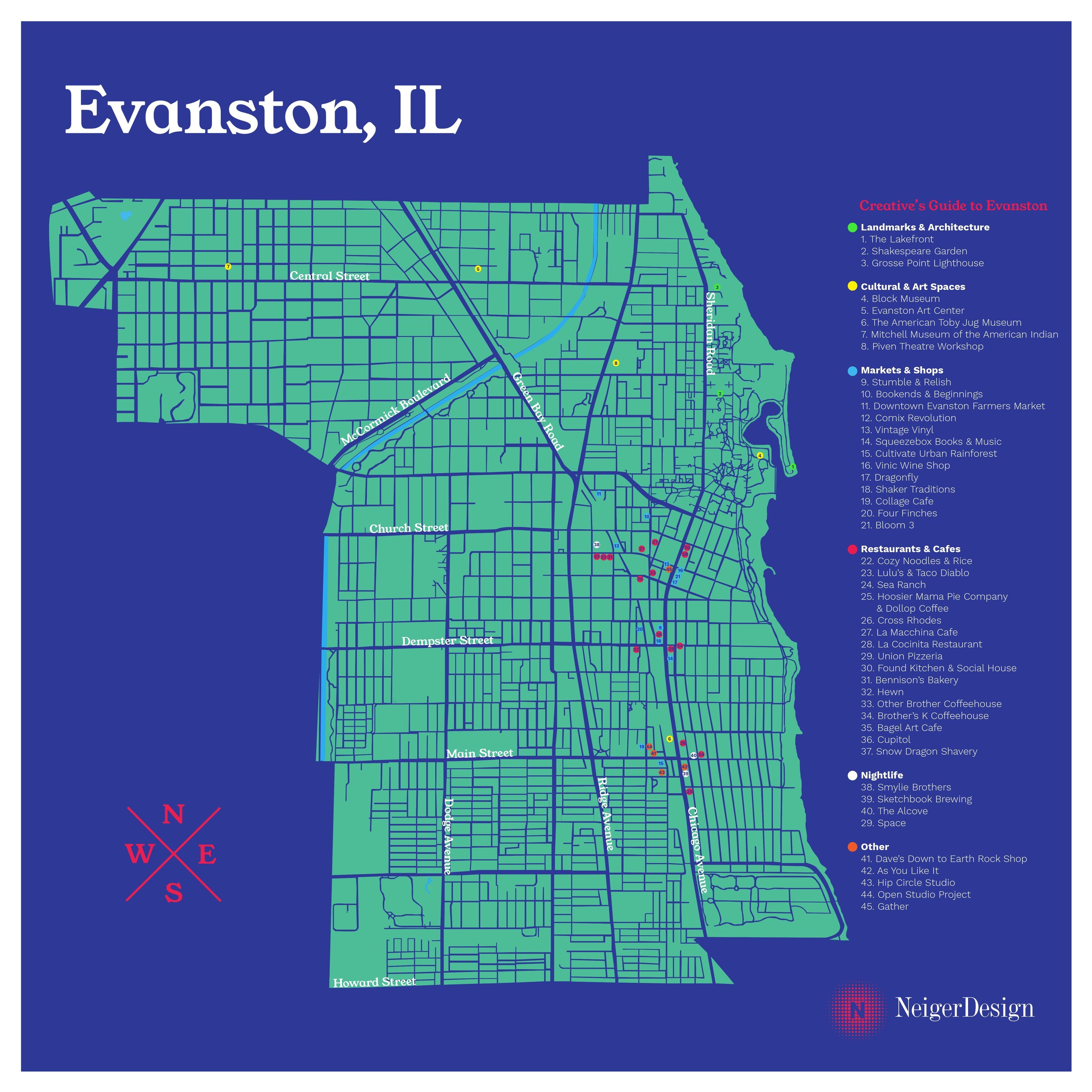 Creative's Guide to Evanston - Illustrated Map of Evanston